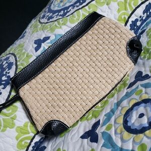 Maxx New York Black and Tan Woven Wristlet